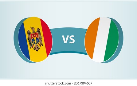 Moldova versus Ivory Coast, team sports competition concept. Round flag of countries.