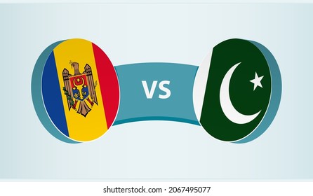 Moldova versus Pakistan, team sports competition concept. Round flag of countries.