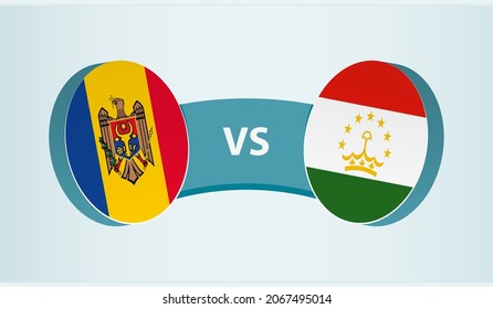 Moldova versus Tajikistan, team sports competition concept. Round flag of countries.