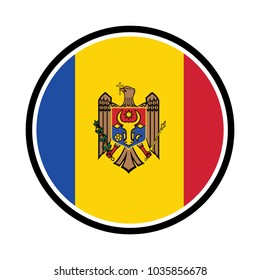 Moldovan Flag Button - Flag of Moldova Badge 3D Illustration, Round glossy Button with flag of Moldova.
