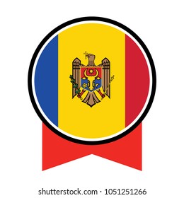 Moldovan Flag Button - Flag of Moldova Badge 3D Illustration, Round glossy Button with flag of Moldova.