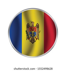 Moldovan Flag Button - Flag of Moldova Badge 3D Illustration, Round glossy Button with flag of Moldova.