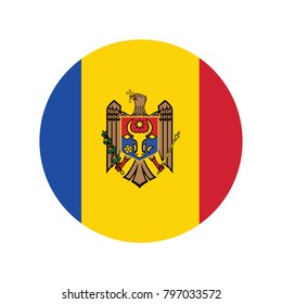 Moldovan Flag Button - Flag of Moldova Badge 3D Illustration, Round glossy Button with flag of Moldova.