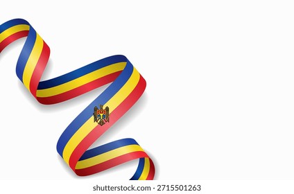 Moldovan flag stylized wavy ribbon, symbolizing national pride, celebration, or cultural identity. Vector illustration.