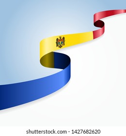 Moldovan flag wavy abstract background. Vector illustration.
