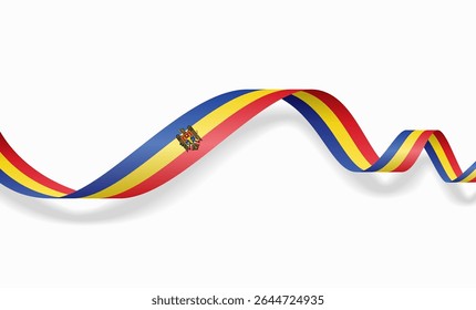 Moldovan flag wavy abstract background layout. Vector illustration.
