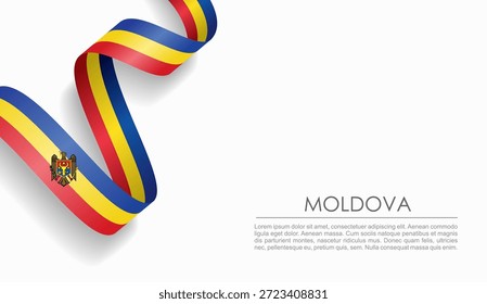 Cinta ondulada de la bandera moldava, que simboliza el orgullo nacional, ideal para temas de diseño patriótico o cultural. Ilustración vectorial.