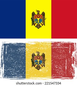 Moldovan grunge flag. Vector illustration. Grunge effect can be cleaned easily.
