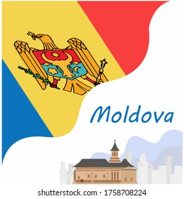 Moldovan landmark vector concept: Capriana monastery at the corner