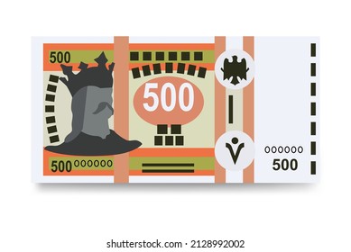 Moldovan Leu Vector Illustration. Moldova money set bundle banknotes. Paper money 500 MDL. Flat style. Isolated on white background. Simple minimal design.