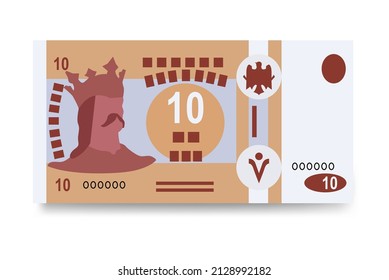 Moldovan Leu Vector Illustration. Moldova money set bundle banknotes. Paper money 10 MDL. Flat style. Isolated on white background. Simple minimal design.