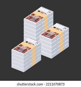Moldovan Leu Vector Illustration. Moldova money set bundle banknotes. Paper money 200 MDL. Flat style. Isolated on white background. Simple minimal design.