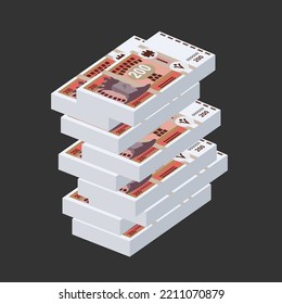 Moldovan Leu Vector Illustration. Moldova money set bundle banknotes. Paper money 200 MDL. Flat style. Isolated on white background. Simple minimal design.