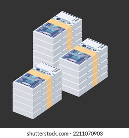 Moldovan Leu Vector Illustration. Moldova money set bundle banknotes. Paper money 1000 MDL. Flat style. Isolated on white background. Simple minimal design.