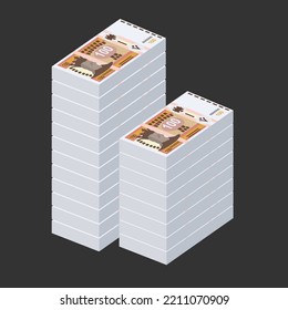 Moldovan Leu Vector Illustration. Moldova money set bundle banknotes. Paper money 100 MDL. Flat style. Isolated on white background. Simple minimal design.
