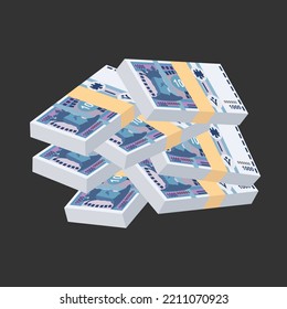 Moldovan Leu Vector Illustration. Moldova money set bundle banknotes. Paper money 1000 MDL. Flat style. Isolated on white background. Simple minimal design.