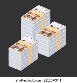 Moldovan Leu Vector Illustration. Moldova money set bundle banknotes. Paper money 100 MDL. Flat style. Isolated on white background. Simple minimal design.