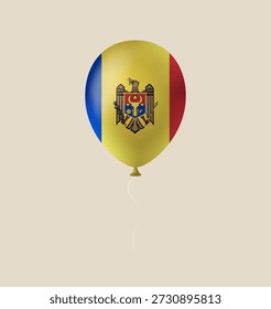 Moldawische Nationalflagge auf einem 3D-Ballon, isoliert für eine patriotische Feier oder ein festliches Ereignis.