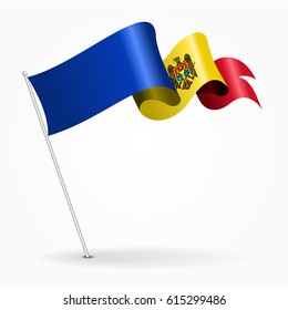 Moldovan pin icon wavy flag. Vector illustration.