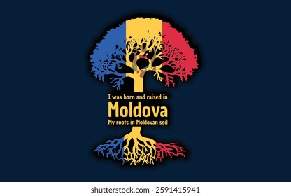 Moldovan roots and symbolism: a tree with the Moldovan flag, embodying national pride and love for nature	