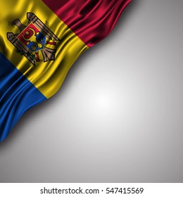 Moldovan waving silky flag isolated on gray background, can be used in many topic like Moldova national day,  independence day and any national and international events