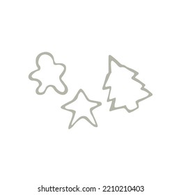 Molds for gingerbread cookies. Christmas cookie cutters on a white background. Vector illustration