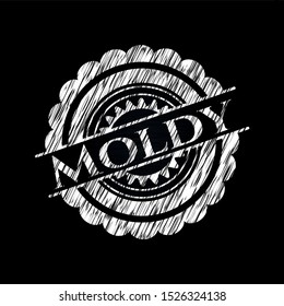 Moldy chalk emblem written on a blackboard. Vector Illustration. Detailed.