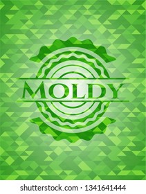 Moldy green emblem with mosaic background