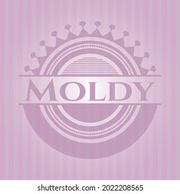 Moldisches Retro-rosa Emblem. Vektorgrafik. 
