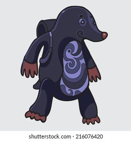 Mole with backpack illustration 