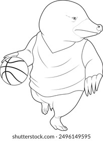 Mole Basketball player Basketball Animal Vector Graphic Art Illustration