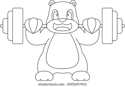 Mole Bodybuilder Dumbbell Bodybuilding Animal Vector Graphic Art Illustration