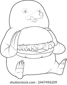 Mole Burger Animal Vector Graphic Art Illustration