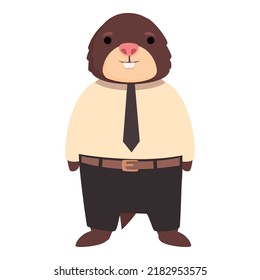 Mole businessman icon cartoon vector. Cute hole animal. Funny character