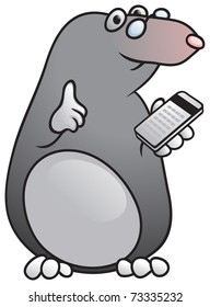 Mole with the calculator, comics or animation character, Talpidae, business metaphor