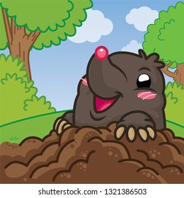 Mole cartoon, cute cartoon, cute animal