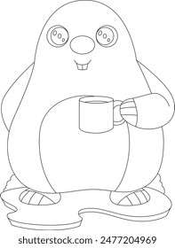 Mole Coffee Cup Animal Vector Graphic Art Illustration