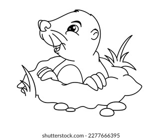 Mole Coloring Page Cartoon Vector Illustration