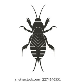 Mole cricket with fantasy pattern. Geometric Insect icon. Decorative ornate vector illustration.