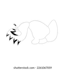 Mole cricket foreleg. Fossorial leg. Black and white illustration.