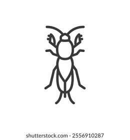 Mole cricket, icon in line design. Mole, cricket, insect, animal, nature, underground, burrow on white background vector. Mole cricket, editable stroke icon