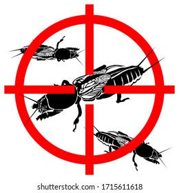 mole cricket insect vector agriculture insecticide target silhouette black white background
