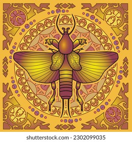 Mole Cricket with a luxury vibe with art nouvea styl design mandala