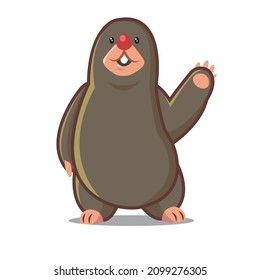 mole cute friendly say hi vector mascot illustratin 