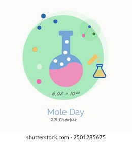 Mole Day or National Mole Day, Vector illustration. Design template for banner, poster or print. Avogadro's Number. 23 October.