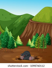 A Mole Digging the Ground illustration