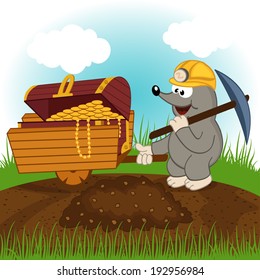mole dug treasure - vector illustration 
