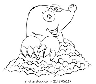 Mole. Element for coloring page. Cartoon style.