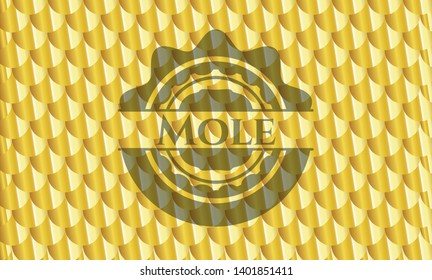 Mole gold badge. Scales pattern. Vector Illustration. Detailed.