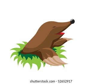The mole has got out of the earth. Illustration